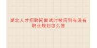 湖北人才网：面试时被问到有没有职业规划怎么答