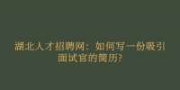 湖北人才网：如何写一份吸引面试官的简历?