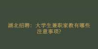 湖北招聘：大学生兼职家教有哪些注意事项?